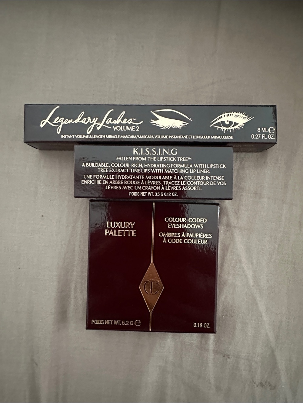 Charlotte Tilbury Luxury lot: Palette, Mascara, Lipstick- Brown Packaging